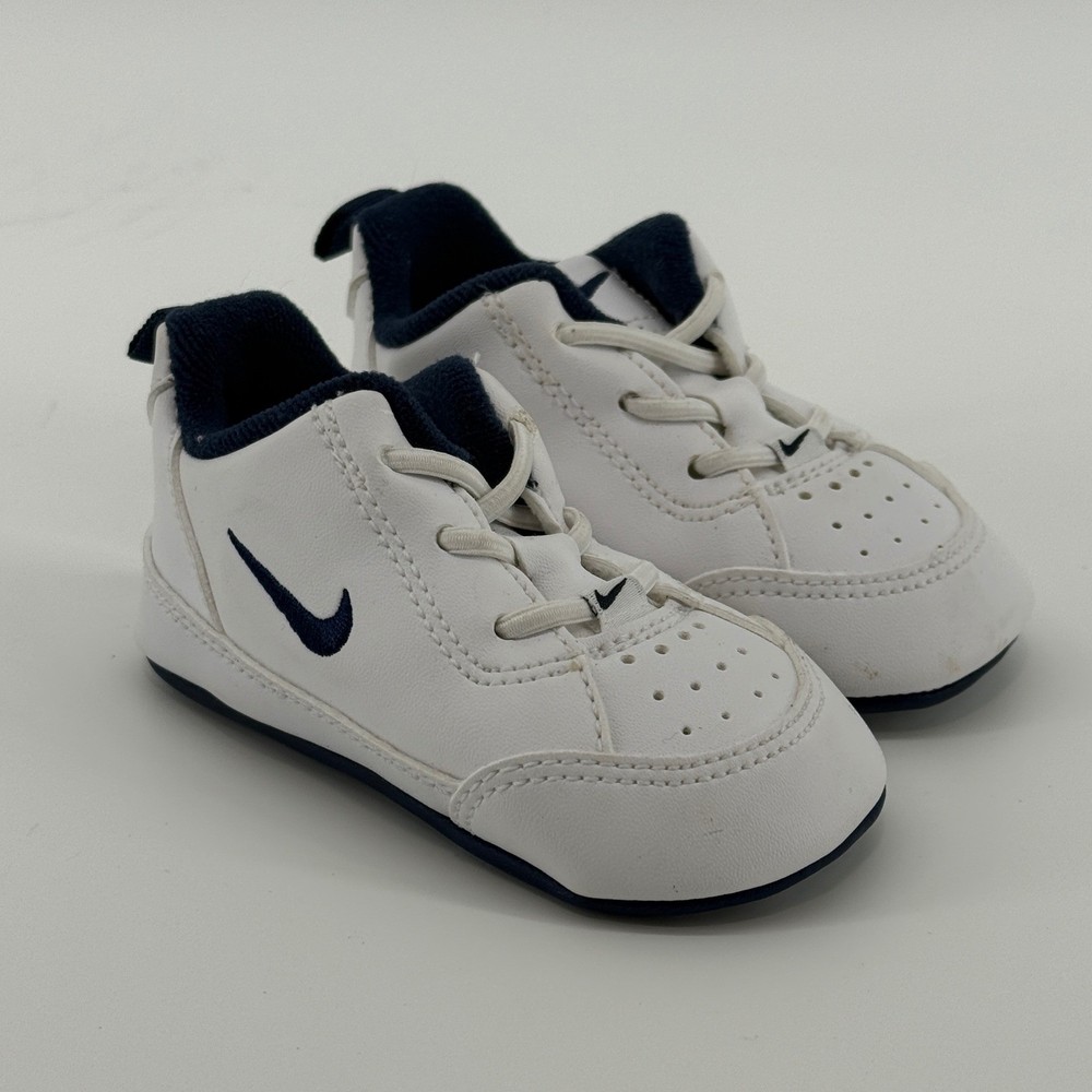 Nike Baby Toddler Little Pico White Navy Logo Sneakers Crib Shoes Size 3C
