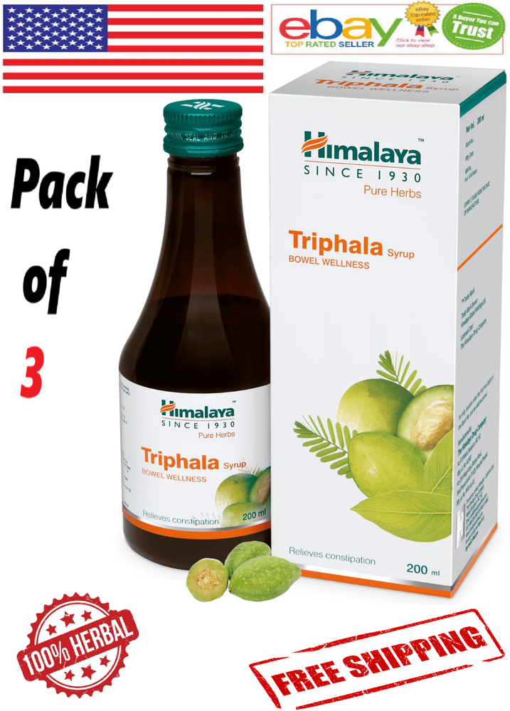 3x Himalaya Triphala Syrup For Bowel Wellness 100% Natural 200ml. Each FREE SHIP