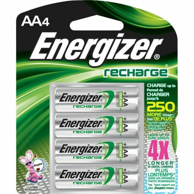 AA Energizer Rechargeable Batteries 4pc Double A