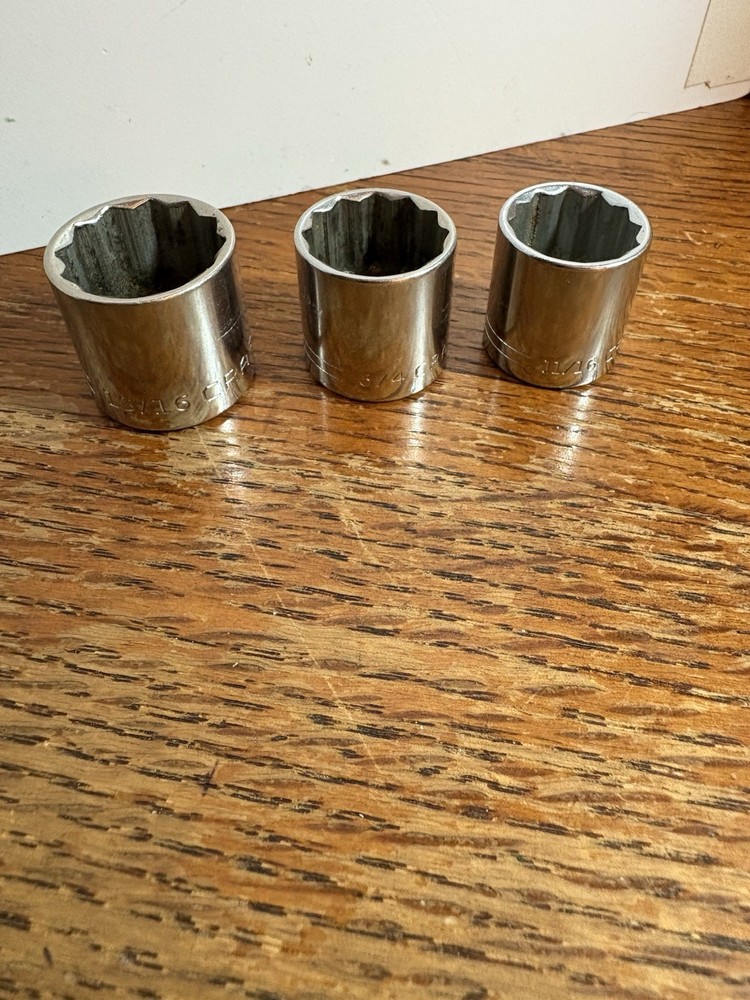 Craftsman Tools V Series 13 /16 3/4 11/16 Chrome 12 Point Sockets 3/8 Drive