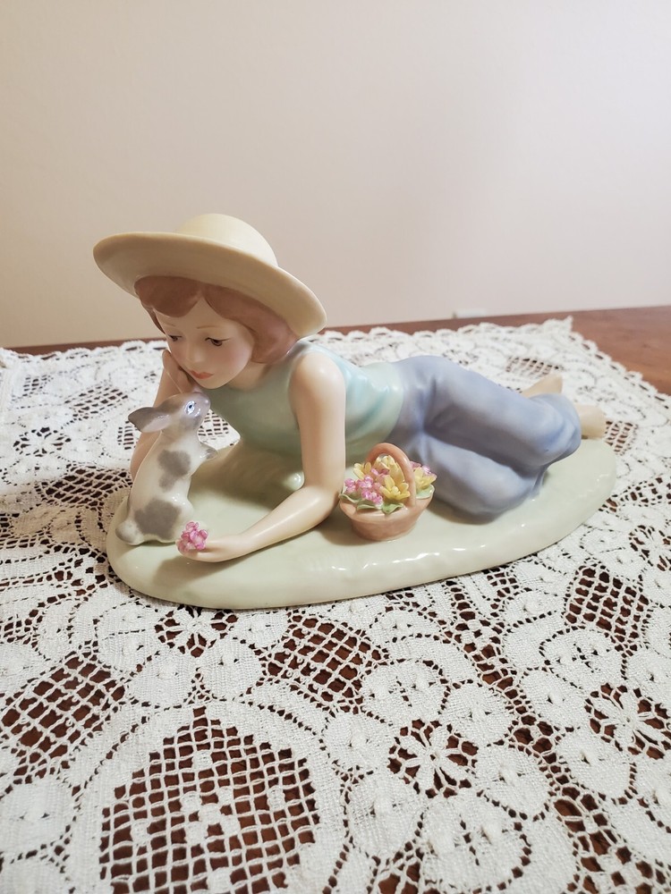 Lenox Easter Girl Bunny Flower Meadow Figurine Springtime Daydreams NEW No Box