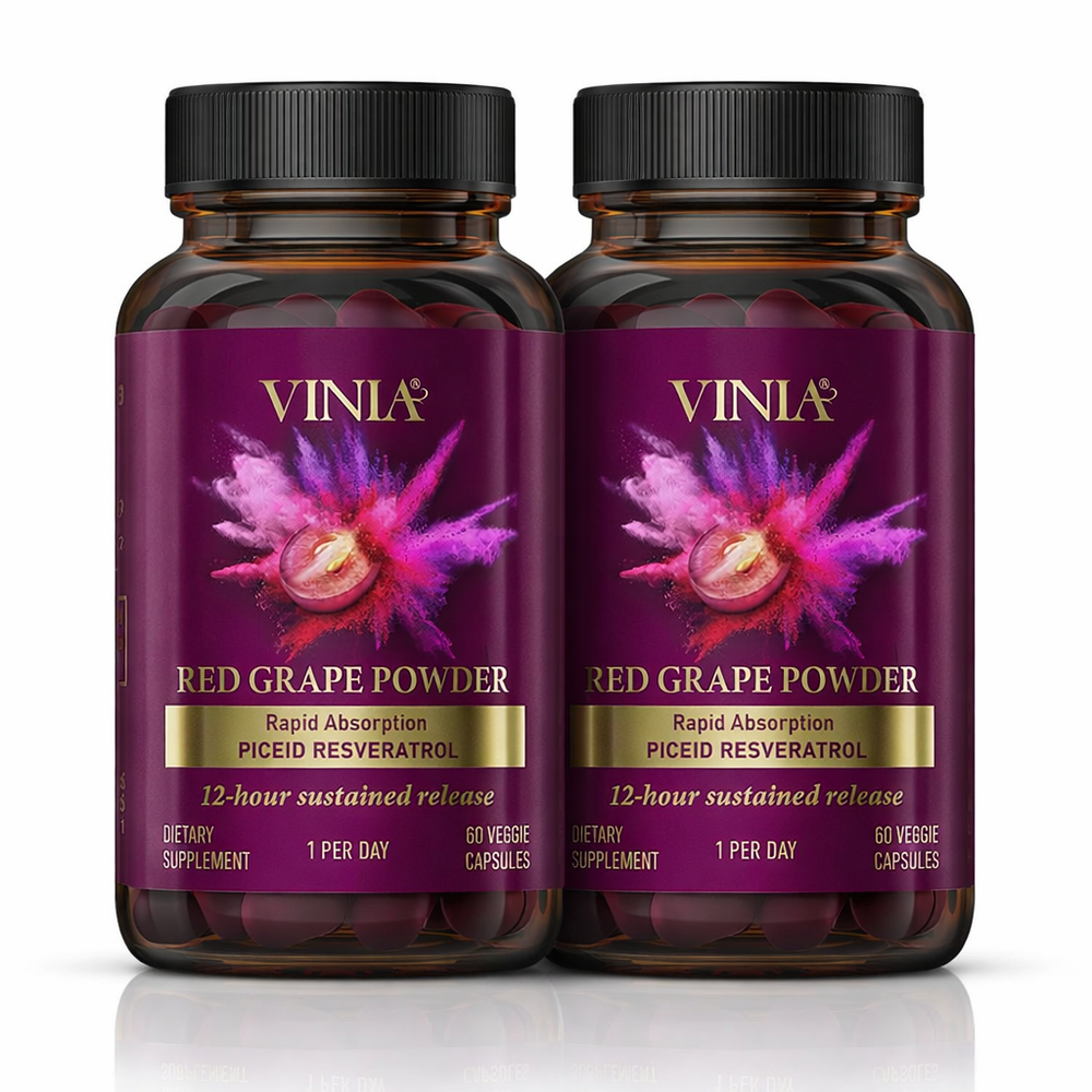 VINIA Red Grape Powder Rapid Absorption Piceid Resveratrol 60 Capsules Exp 09/26