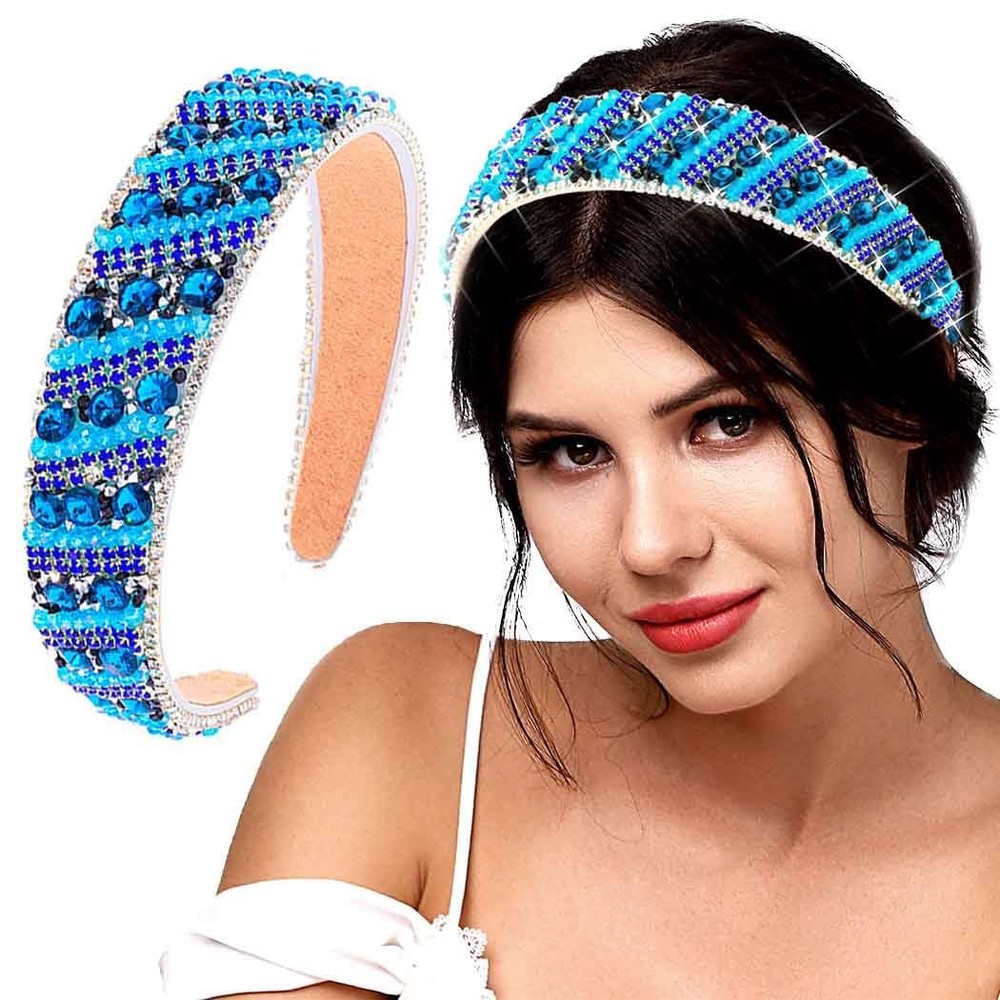 Sparkling Rhinestone Glitter Headband with Colorful Crystal Bejewelled Design