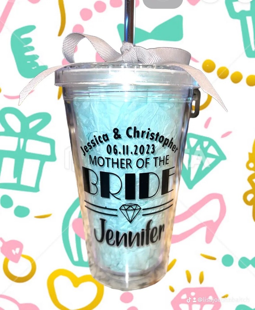 16oz Custom Acrylic Tumbler with Lid and Straw - Perfect Wedding Party Gift