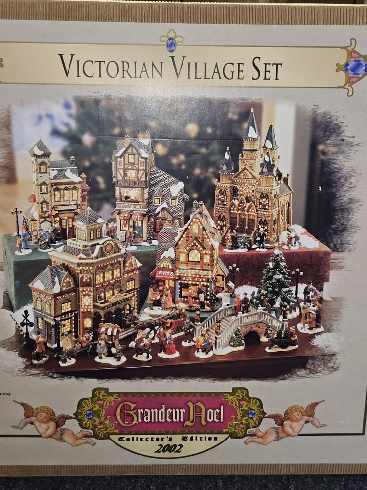 2002 Grandeur Noel Victorian Village Set with Working Lights Collector's Edition