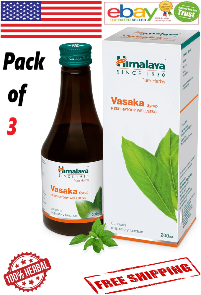 3x Himalaya Vasaka Syrup For Respiratory Wellness 200ml. Each (FREE SHIP)