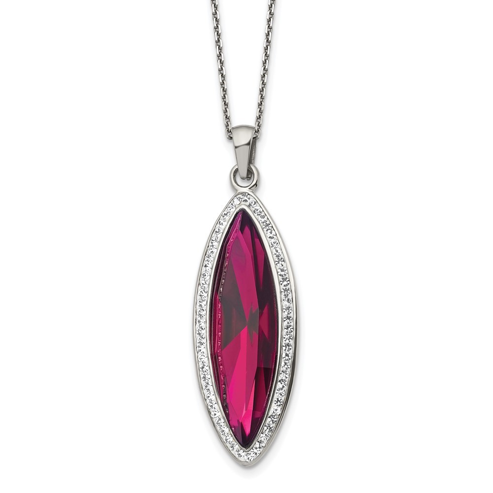 Stainless Steel Red Crystal and Preciosa Crystal Pendant Necklace 20
