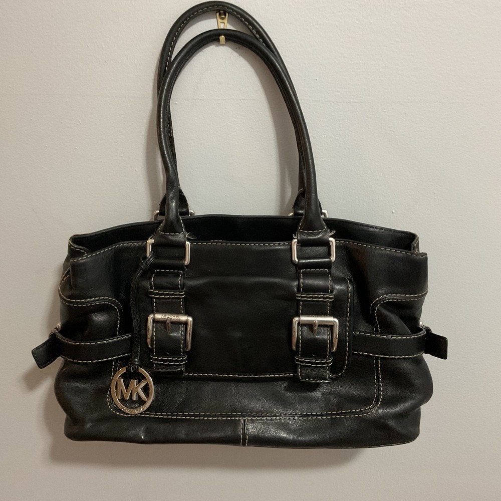 Vintage Michael Kors Black Leather Satchel Purse, Y2K, Retro,Streetwear