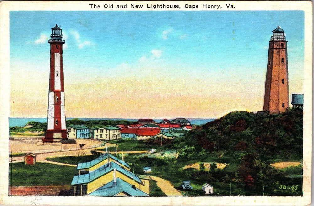 Cape Henry VA-Virginia, Old And New Lighthouse, Vintage Postcard