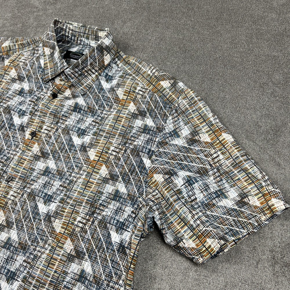 Jhane Barnes Frequency Shirt Mens XL Multicolor Psychedelic Allover Geometric