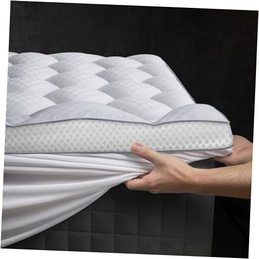 3 Inch Ultra-Fluffy Memory Foam Mattress Topper for Back Pain, Queen White