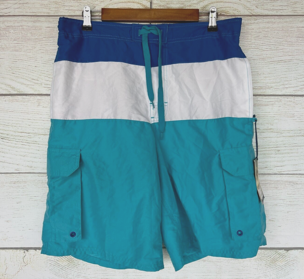 Monument Trunks Swim Shorts Mens Size Medium Blue Stripe Swim Trunk Shorts New