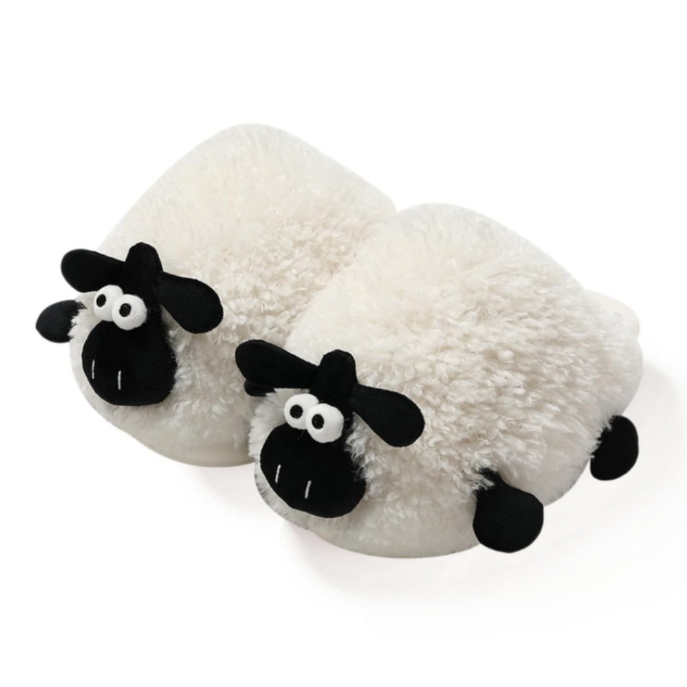 Best Sheep Fuzzy Animal Slippers for Women & Men Indoor/Outdoor with Plush Warm