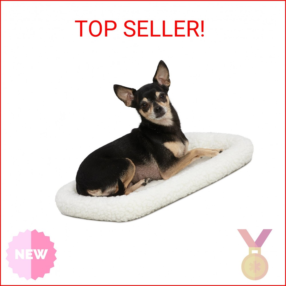 MidWest Homes for Pets QuietTime XXS Dog Bed – White Fleece Bolster, Ultra-Soft