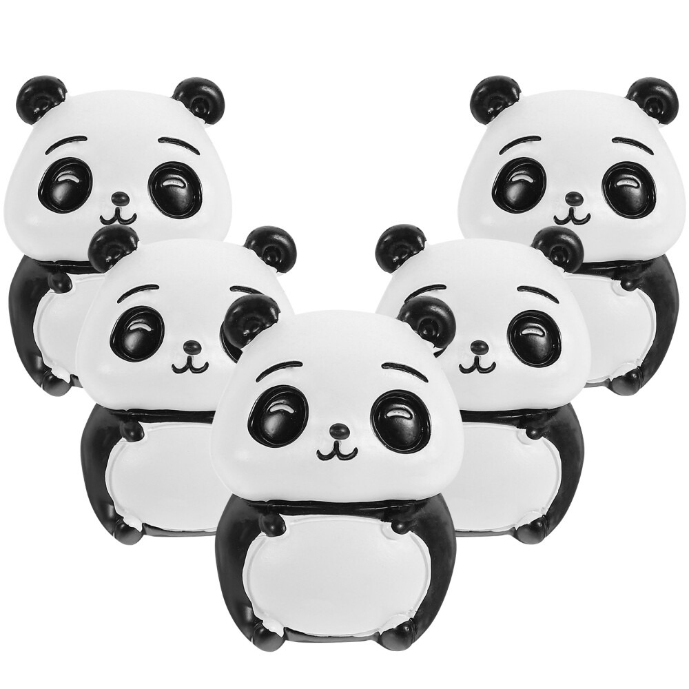 5 Plush Panda Doll Toys for Micro Landscape Cabinet Cartoon Decor