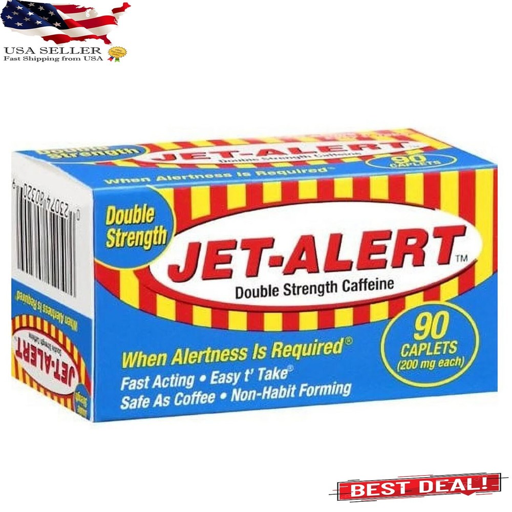 (3 pack) Double Strength Caffeine 200 mg Caplets, Gluten Free, Unisex, 90 Ct.