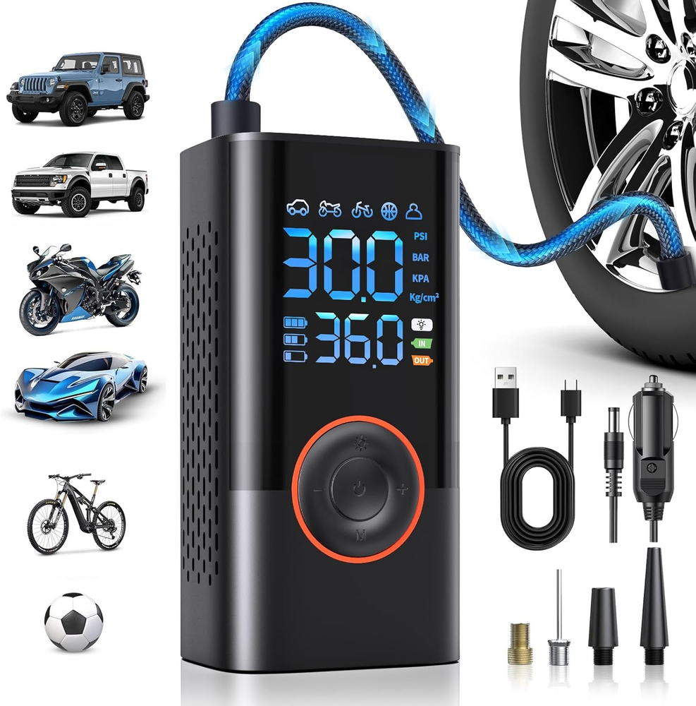 Tire Inflator Portable Air Compressor Portable Cordless Mini Air Pump with Digit