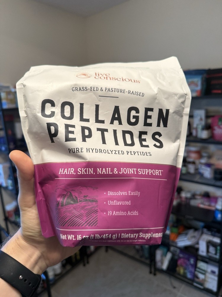 Live Conscious Collagen Peptides for Hair Skin Nails & Joint Support 16oz
