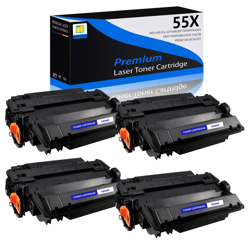4PK CE255X Toner Cartridge Compatible with HP LaserJet Pro MFP M521dn M521dw M525c M525f Printers