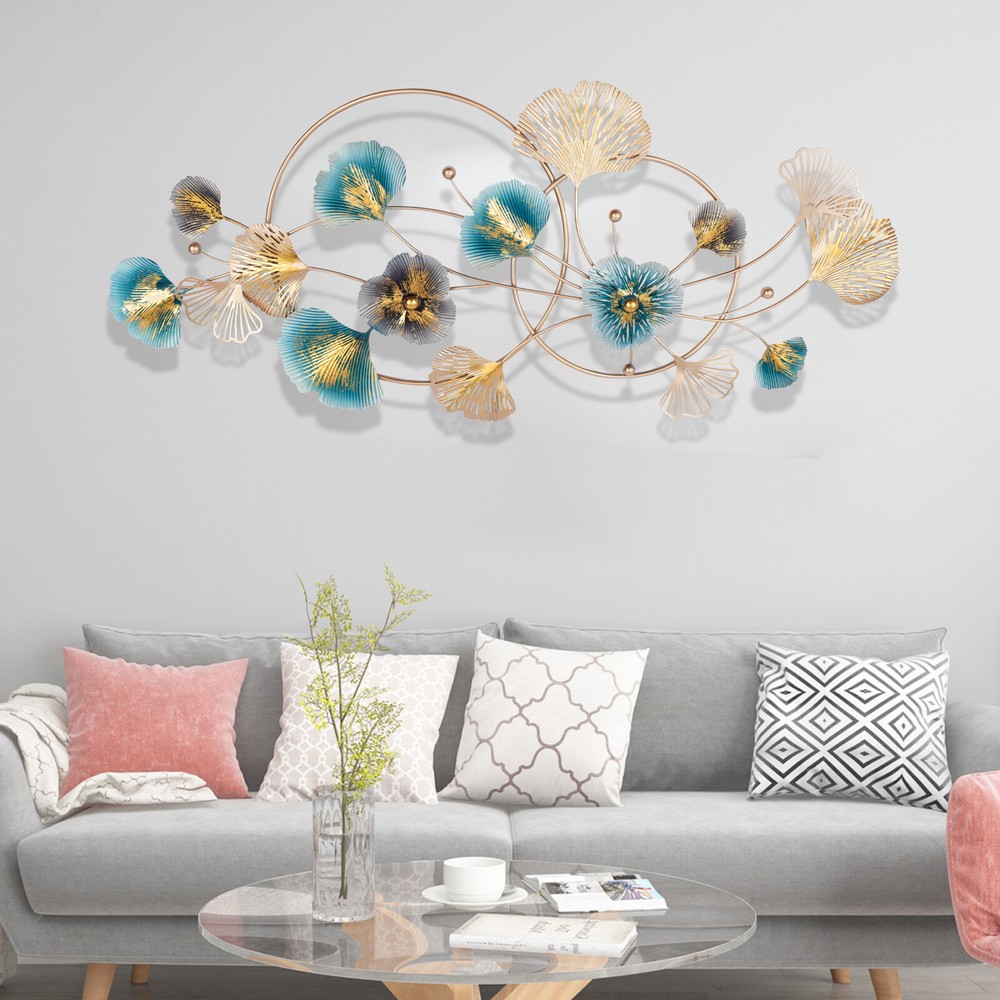 Metal Sculpture Abstract Wall Art Living Room Modern Ginkgo Leaf Decoration