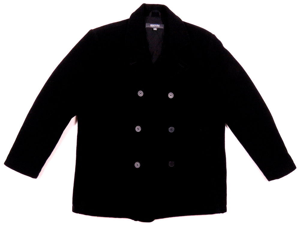 Kenneth Cole Reaction Wool Blend Quilt Lined Mens Full Button Peacoat Jacket XL-image