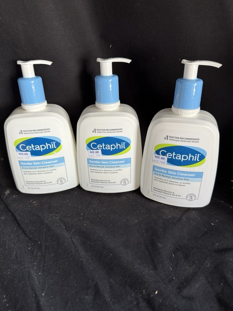 Cetaphil Gentle Skin Cleanser for Dry to Normal Sensitive Skin 16 Oz Pack of 3 - 48 Oz Total