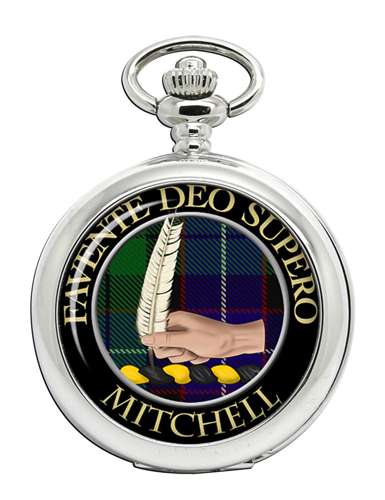 Mitchell Scottish Clan Engraved Pocket Watch with Chain