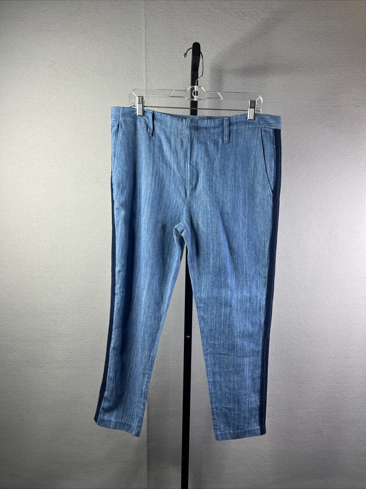 Rag & Bone Linen Blend Ankle Pants Womens 28 Straight Leg Side Stripe Pockets