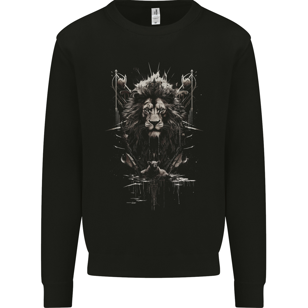Artistic Lion and Grizzly Bear Cub Graphic Mens Sweatshirt