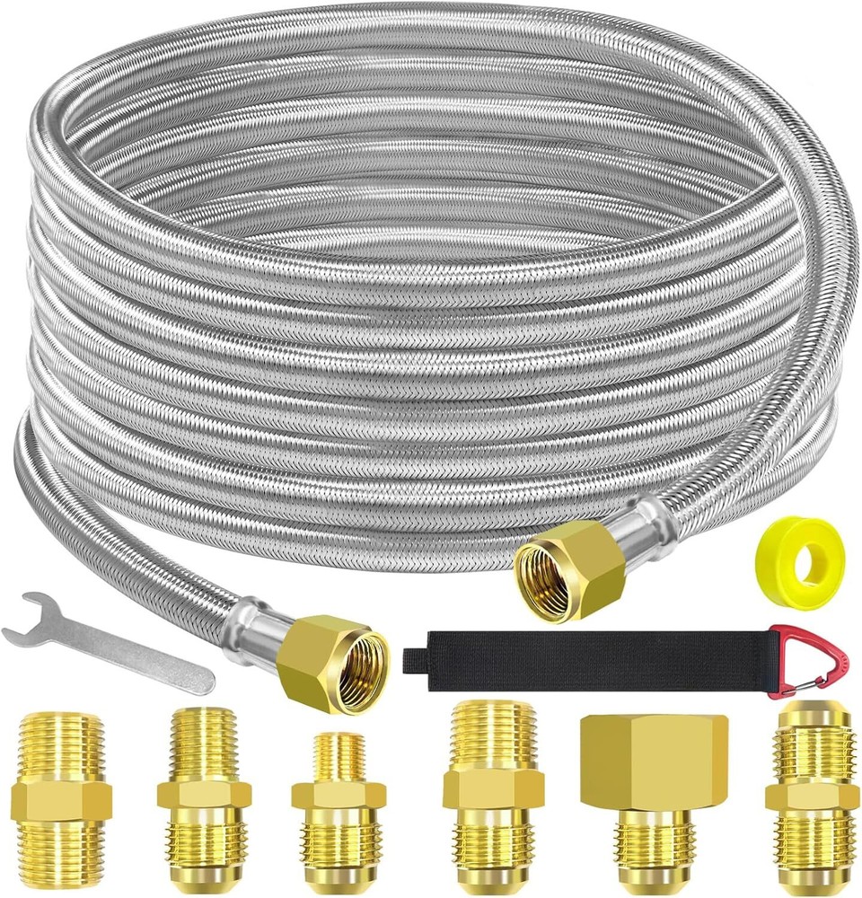 24 FT Extension-High Pressure Braided Gas Line Hose Propane Conversion Kit fo...