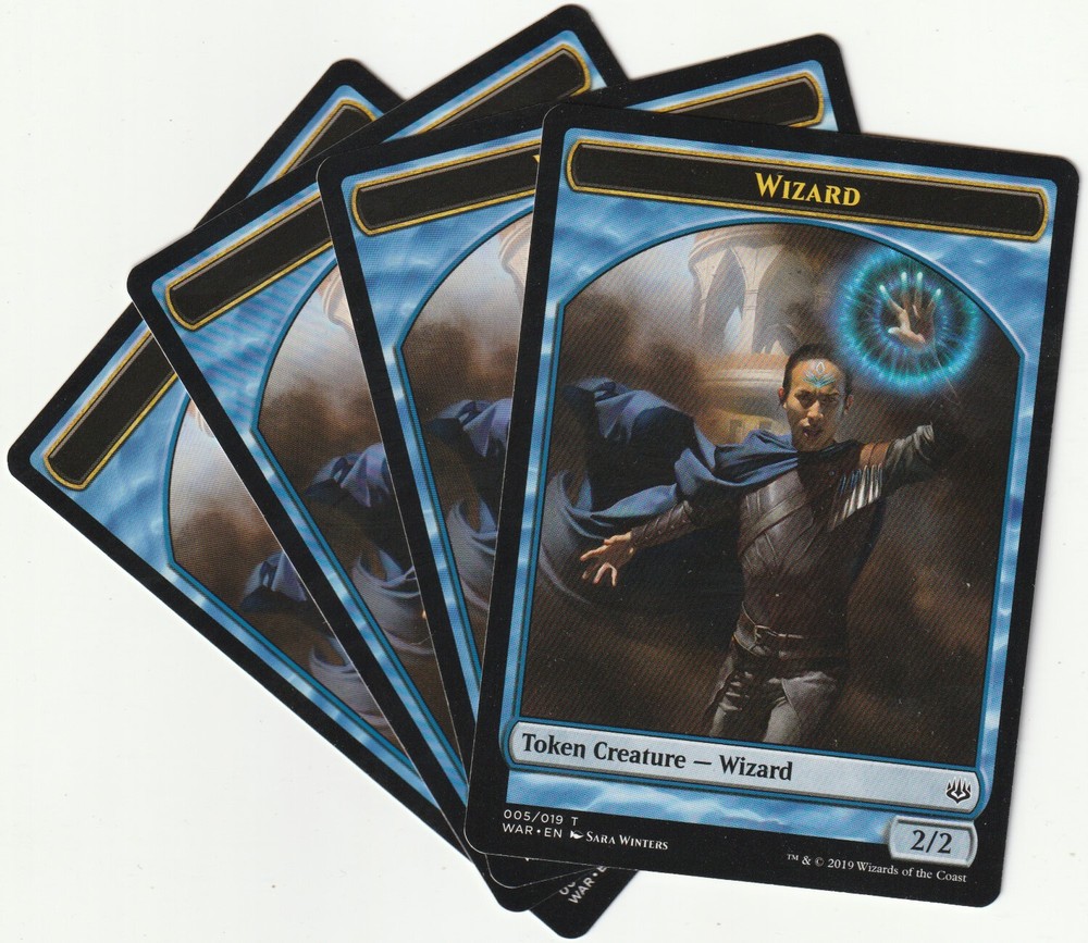 ✪ 4 MAGIC The Gathering WIZARD Blue Creature Tokens MTG PLAYSET WAR/EN 2019