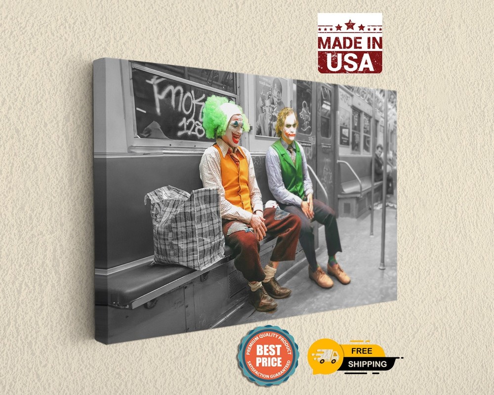 Happy Villains Smiley Face Joker meets Joker in Train, Canvas Print