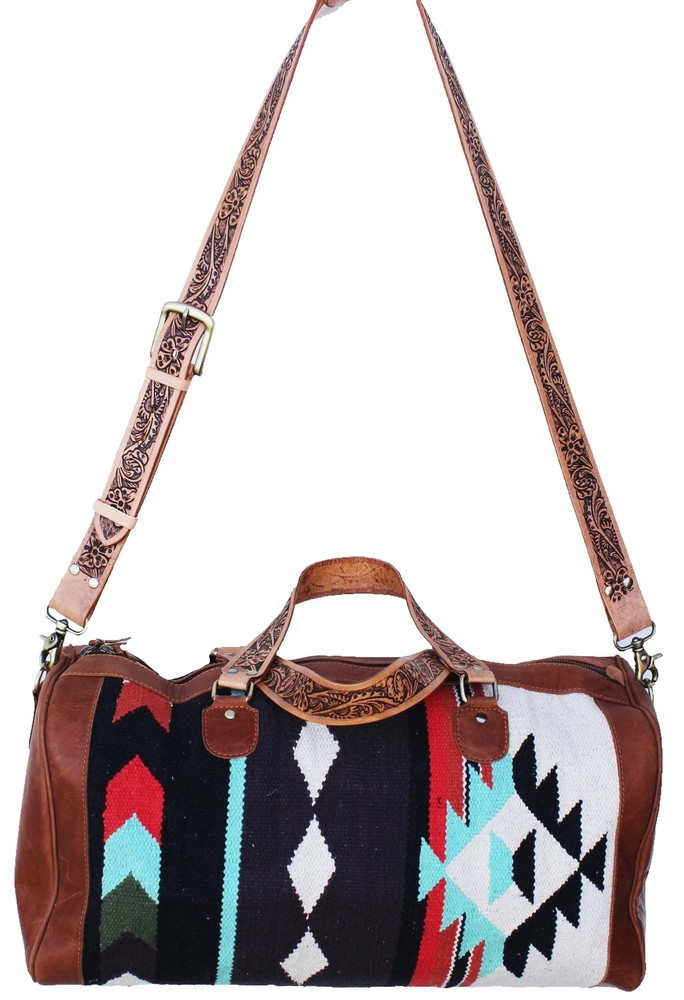 Western Leather Handwoven Weekender Duffle Bag for Travel 103RT32