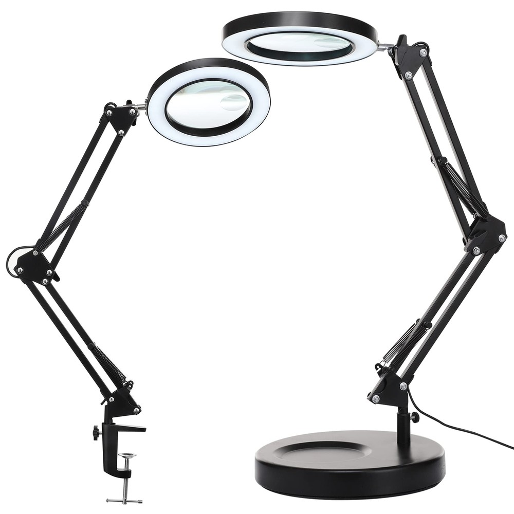 5X & 10X Magnifying Glass with Light and Stand, 2-in-1 Stepless Dimmable and ...