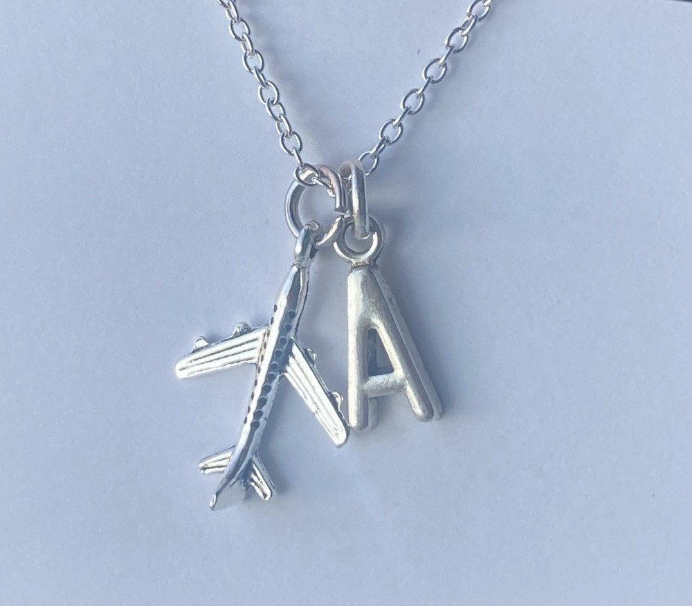 Personalized Airplane Necklace 18” Chain
