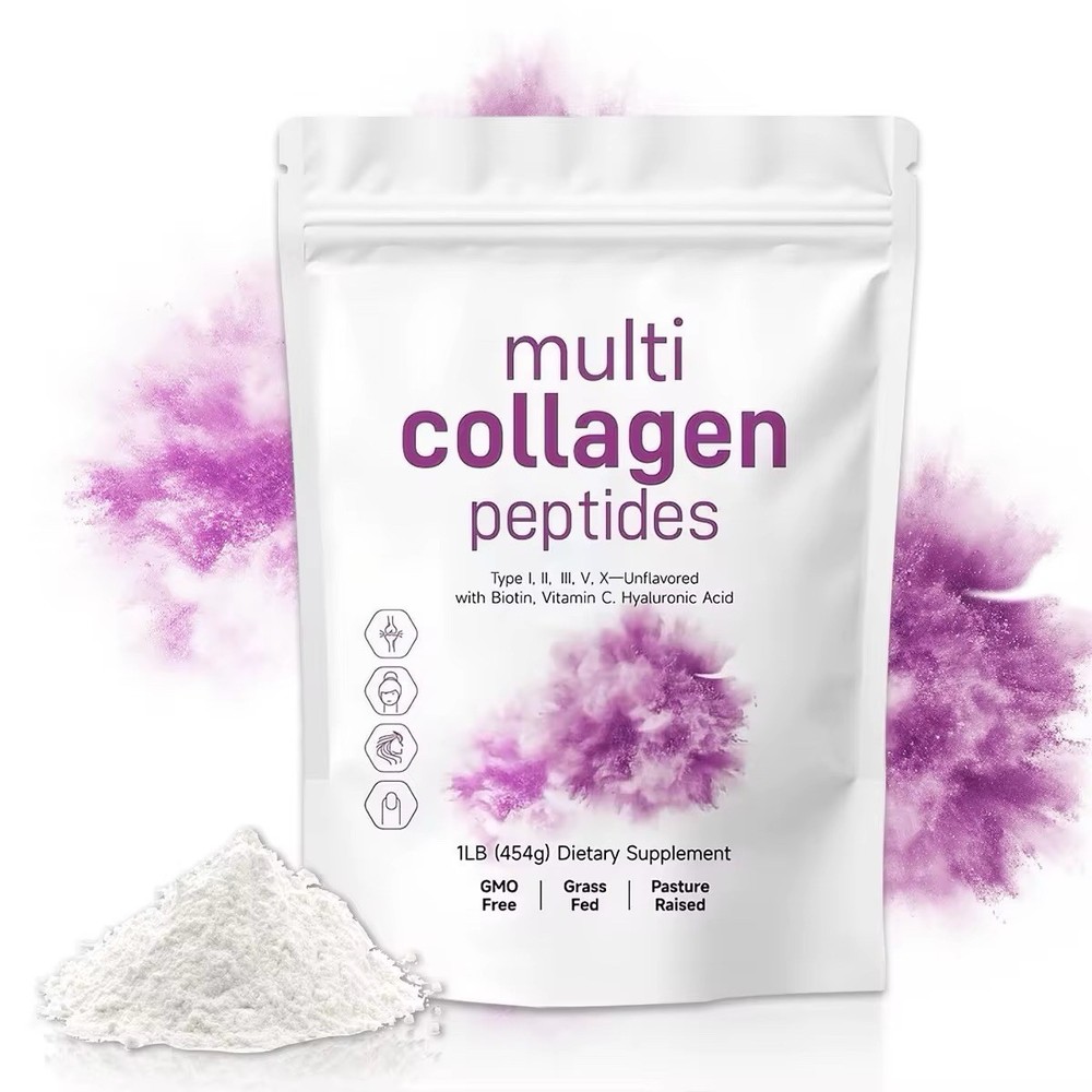 Multi Collagen Peptides Type I II III V X with Biotin and Vitamin C Unflavored
