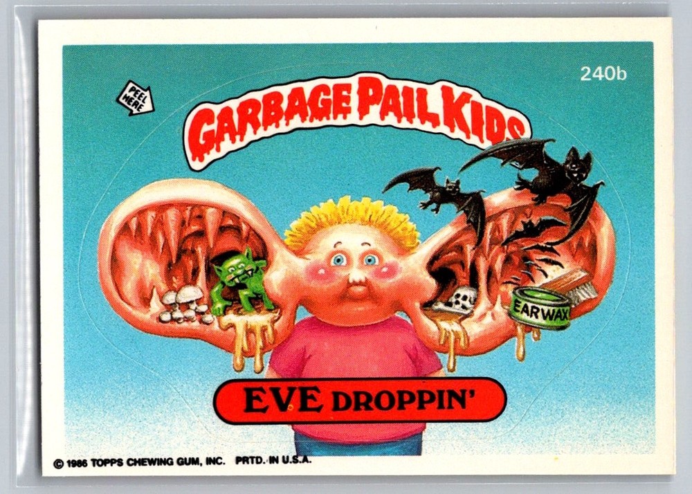 1986 Topps Garbage Pail Kids Series 6 #240b Eve Droppin Rare Vintage Trading Card