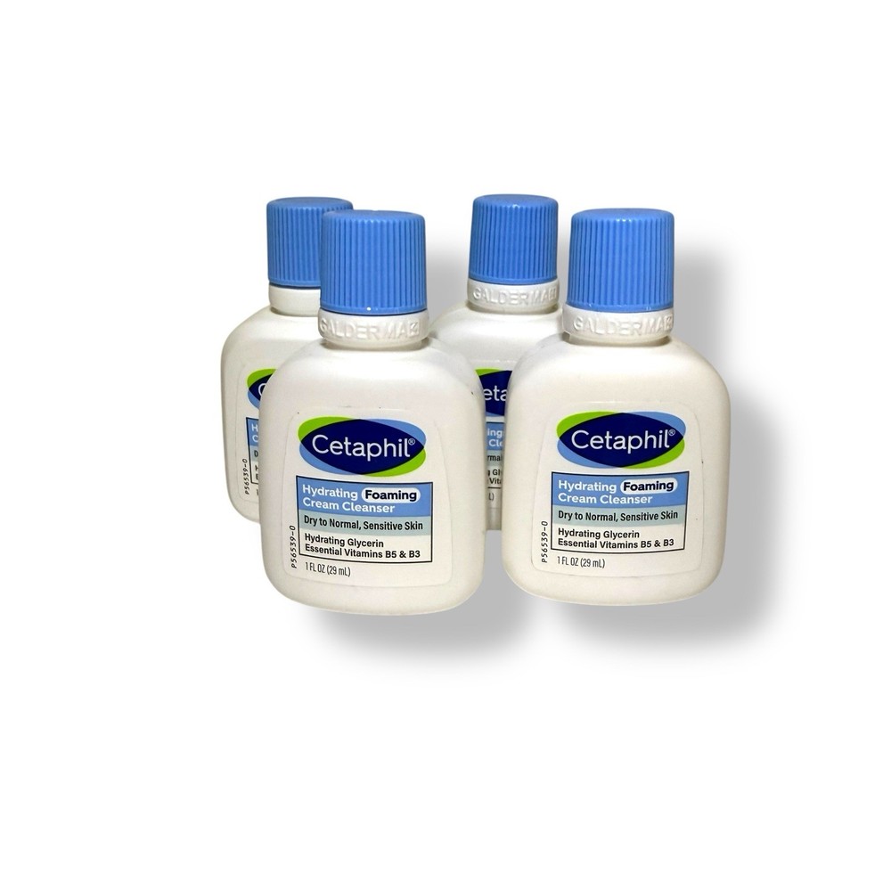 LOT of 4 Cetaphil Hydrating Foaming Cleanser for Dry to Normal Sensitive Skin 1oz Each