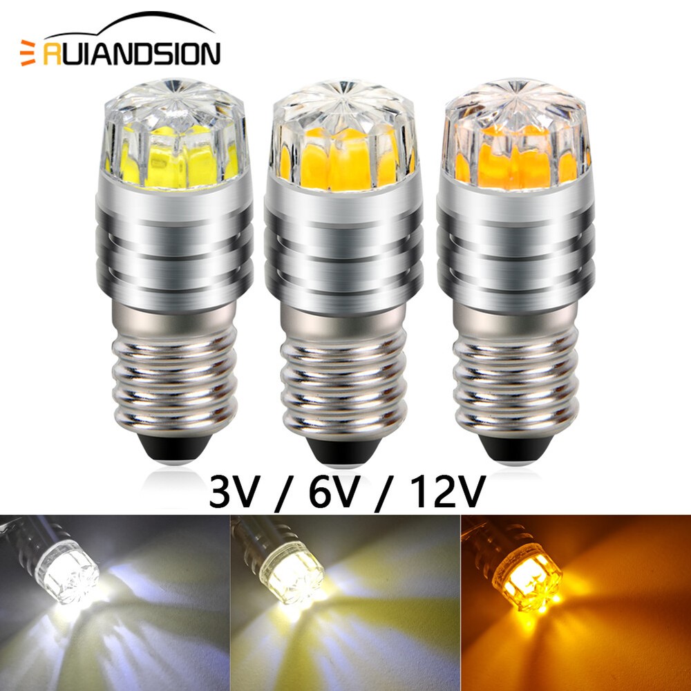 3V 6V 12V E10 1447 LED Flashlight Torch Lantern Bulb Lamp White Warm Yellow