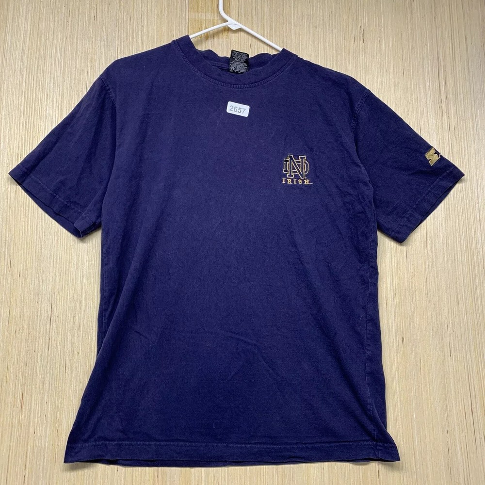 Notre Dame Shirt Adult Size Medium Blue Short Sleeve Men’s Embroidered 90s