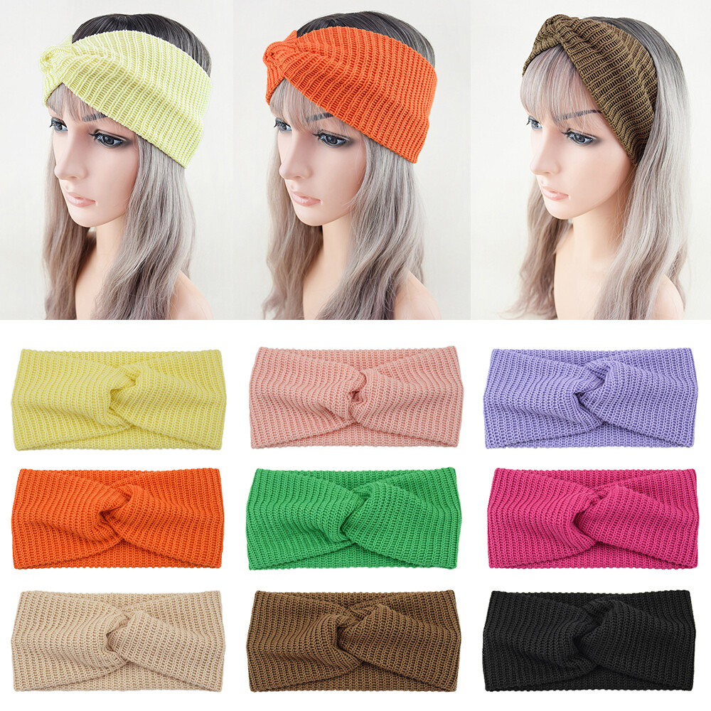 Women's Knitted Winter Ear Warmer Headband - Crochet Wool Beanie Hairband