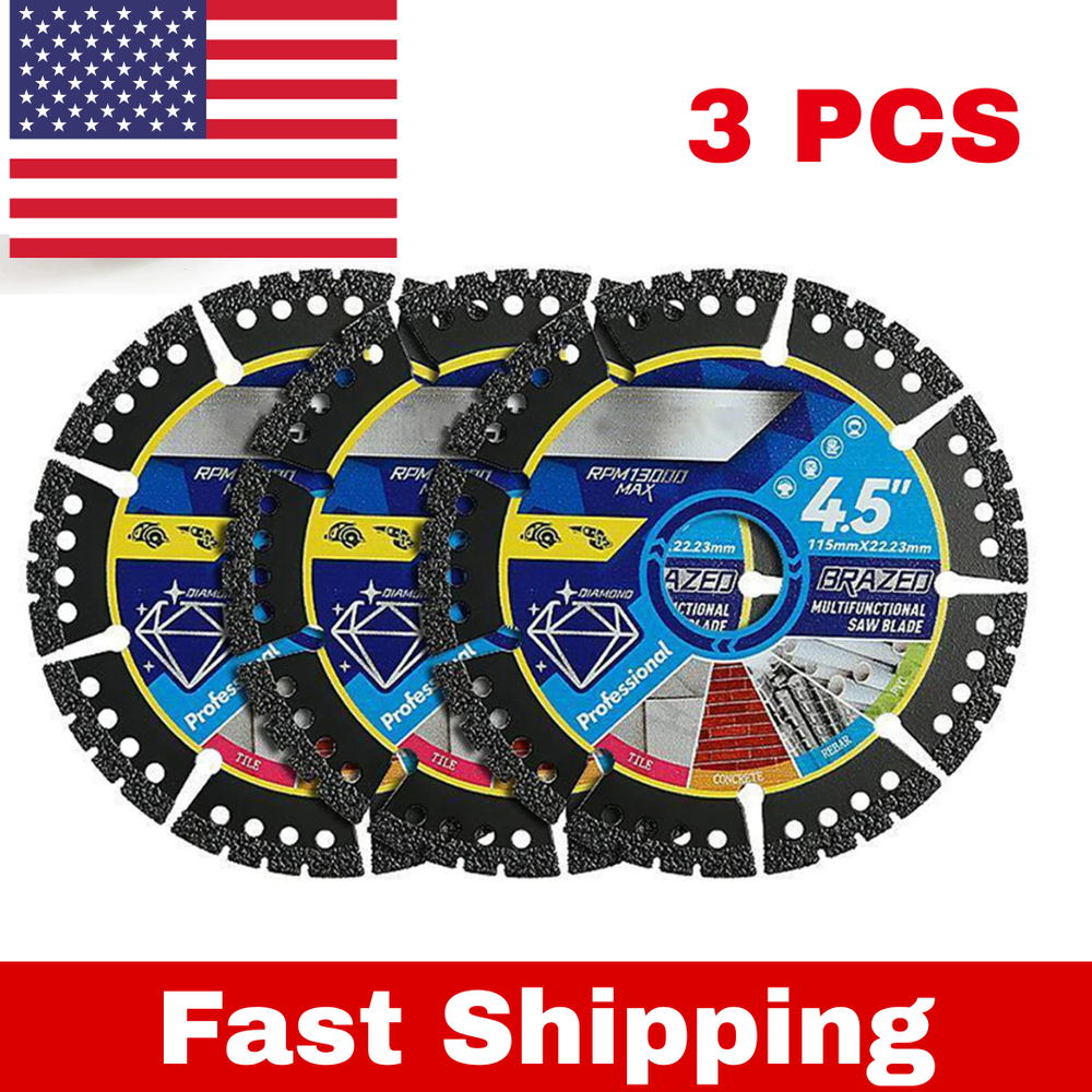 3pcs Diamond Multi-Purpose Saw Blades,4.5 Inch Heavy Duty Diamond Cutting Blades