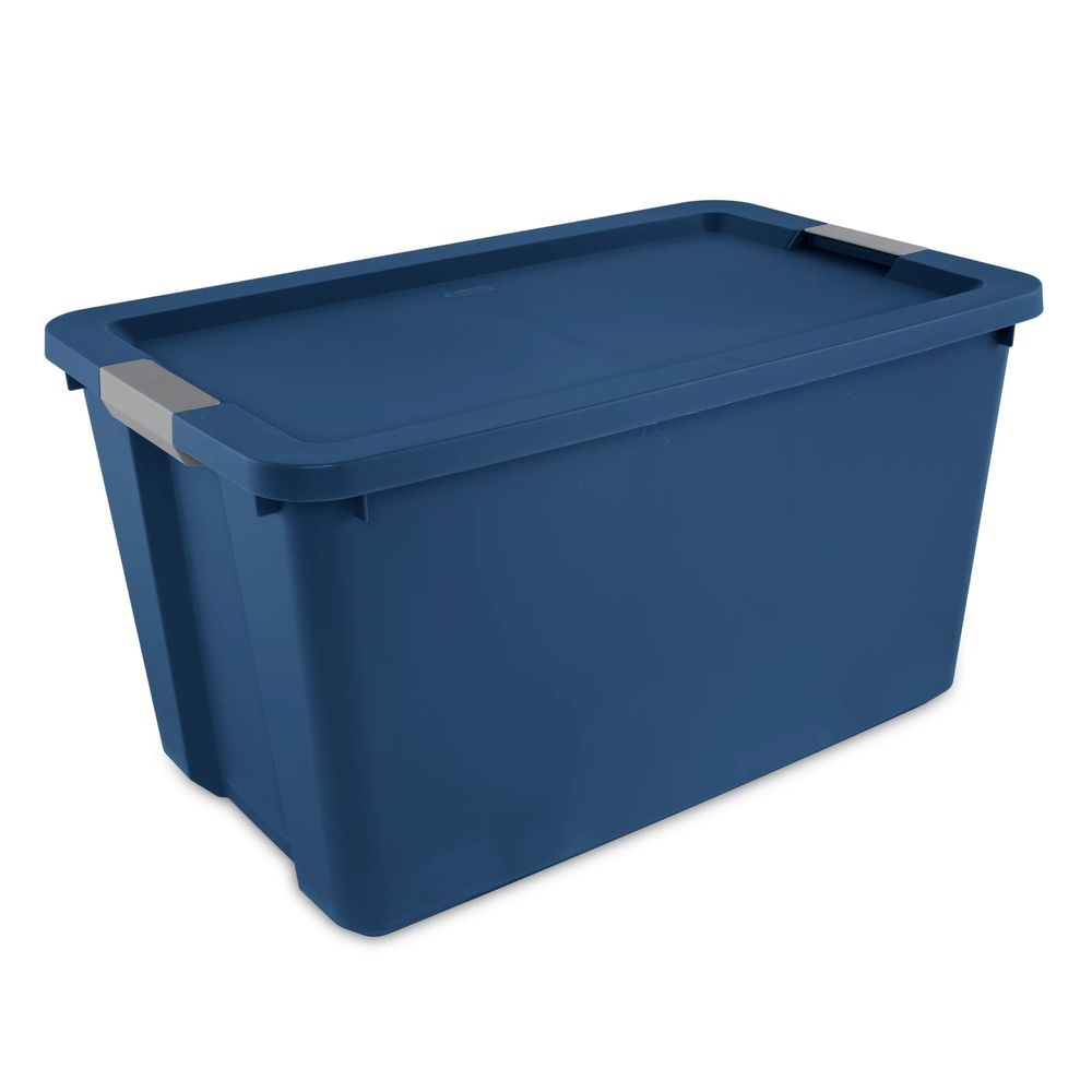 Extra Large Storage Bin, 34 Gallon Plastic Storage Container with Latch Lid, Blu