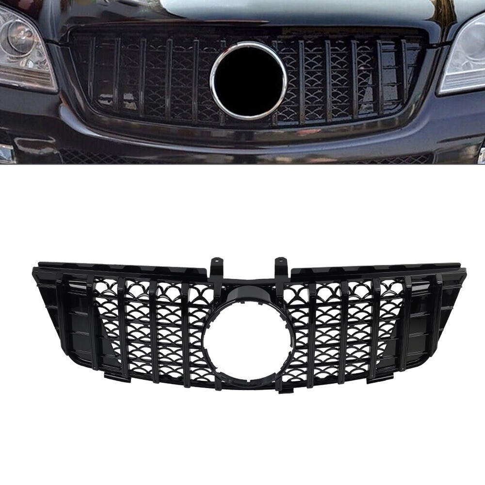 GTR Style Front Bumper Radiator Hood Grille Black For 2005-2008 Mercedes ML Class W164