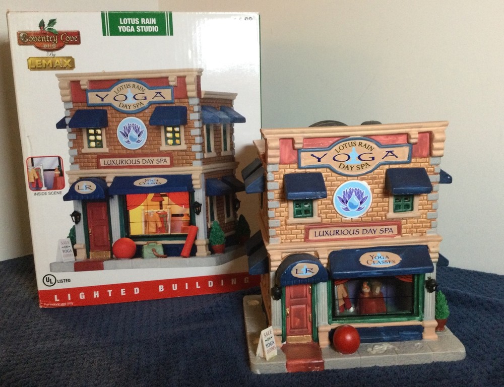 Vintage 2015 Lemax Lotus Rain Yoga Studio Christmas Village Incomplete Set  