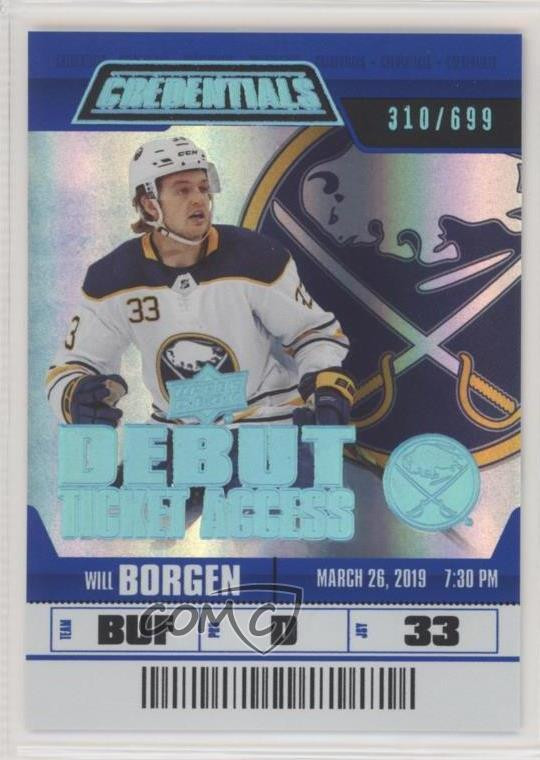 2019 Credentials Debut Ticket Access /699 Tier 2 William Borgen #122 Rookie RC