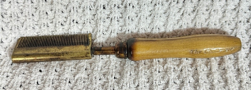 Vintage The Challenger Hot Pressing Hair Comb Brass