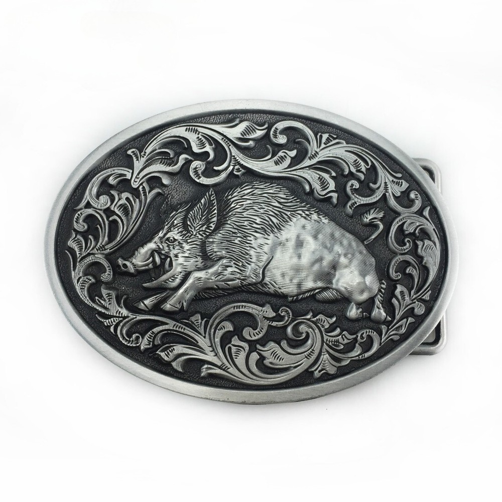 Western Cowboy Belt Buckle for Men & Women USA Retro Rodeo Casual Wear Wild Boar