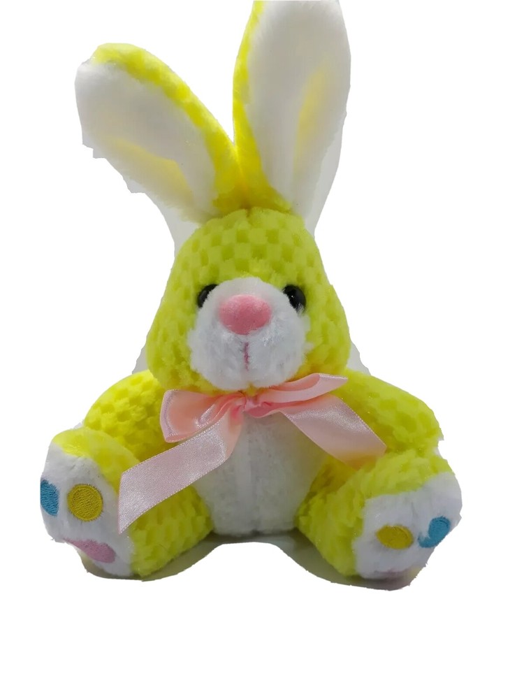 Chrisha Playful Yellow Bunny Rabbit Waffle Texture Plush 6