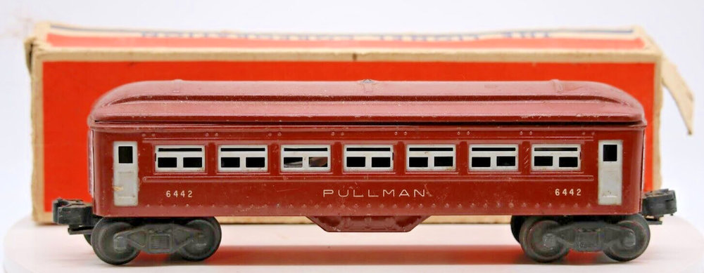Vintage Lionel Post War Tin Litho Pullman Passenger Car 6442 O Gauge 1/48 Scale w Original Box